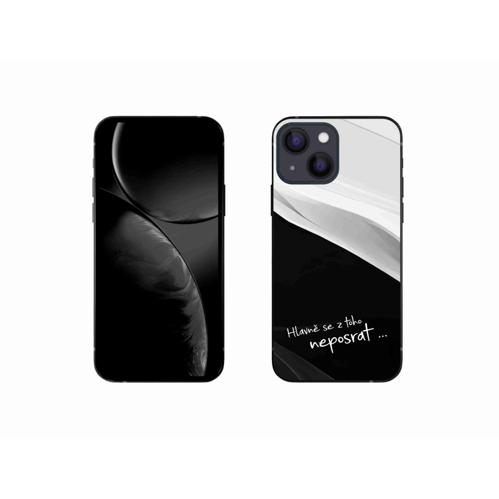 Gél borító mmCase iPhone 13 mini 5.4 - vicces szöveg 13 fekete-fehér háttérrel