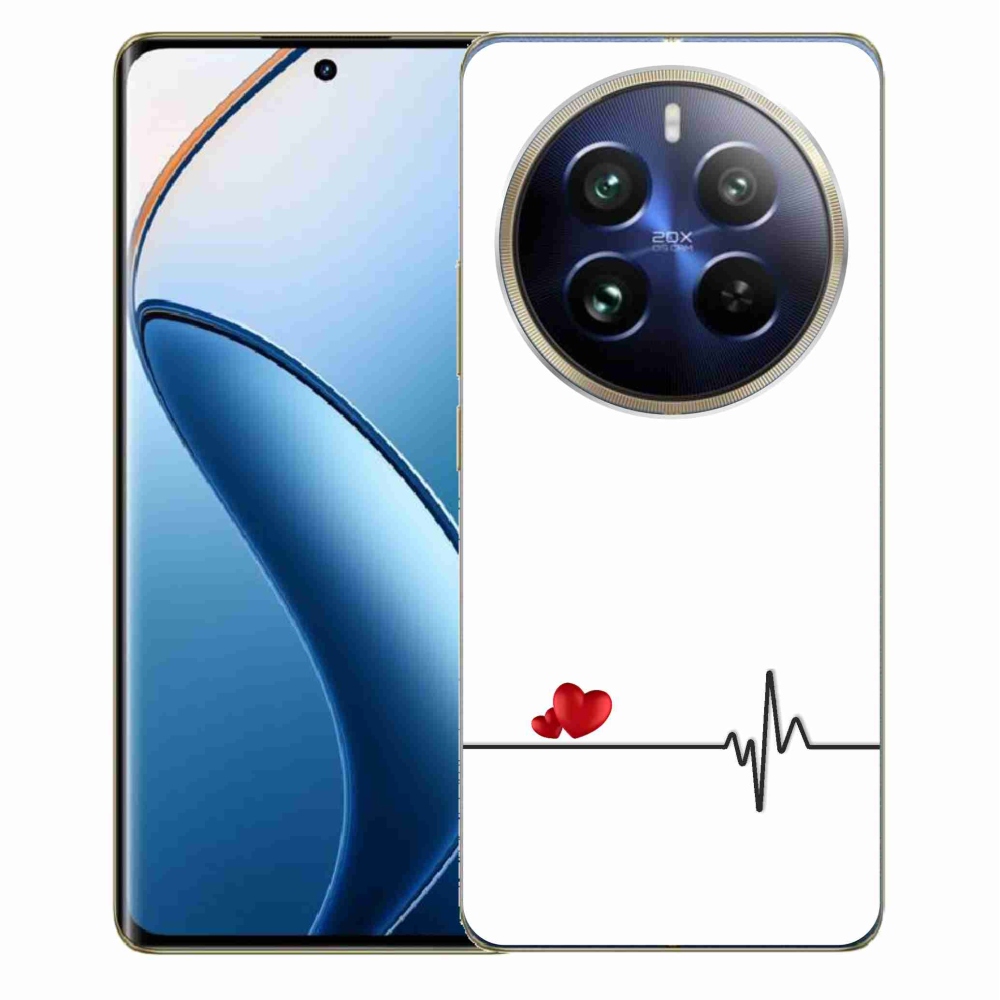 Gél borítás mmCase a Realme 12 Pro 5G/12 Pro+ 5G - szív és szívverés fehér háttérrel