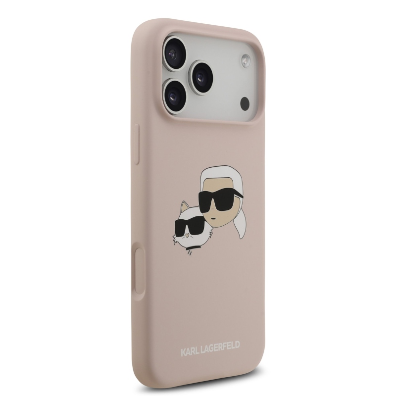 Karl Lagerfeld folyékony szilikon dupla fejű MagSafe hátlap iPhone 17 Pro Max rózsaszínű iPhone 17 Pro Max készülékhez