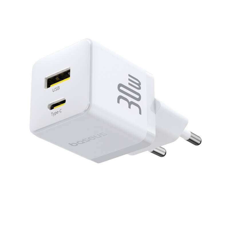 Baseus Palm gyors töltő USB-A + USB-C 30W Fehér