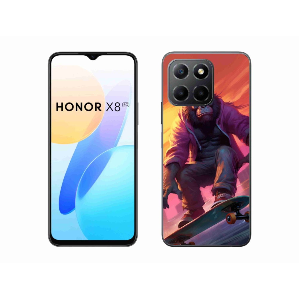 Zselés borítás mmCase a Honor X8 5G számára - gorilla a gördeszkán