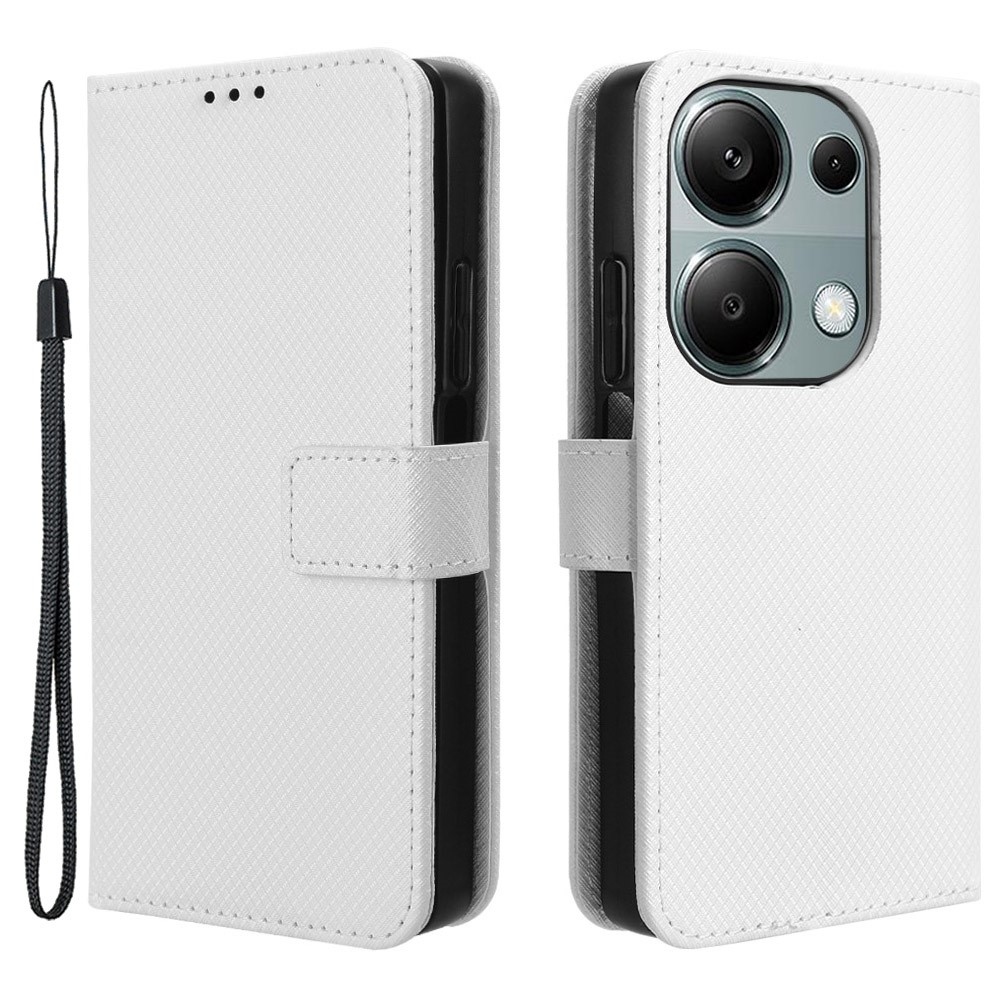 Gyémánt könyv tok Xiaomi Redmi Note 14S/Note 13 Pro 4G/Poco M6 Pro - fehér