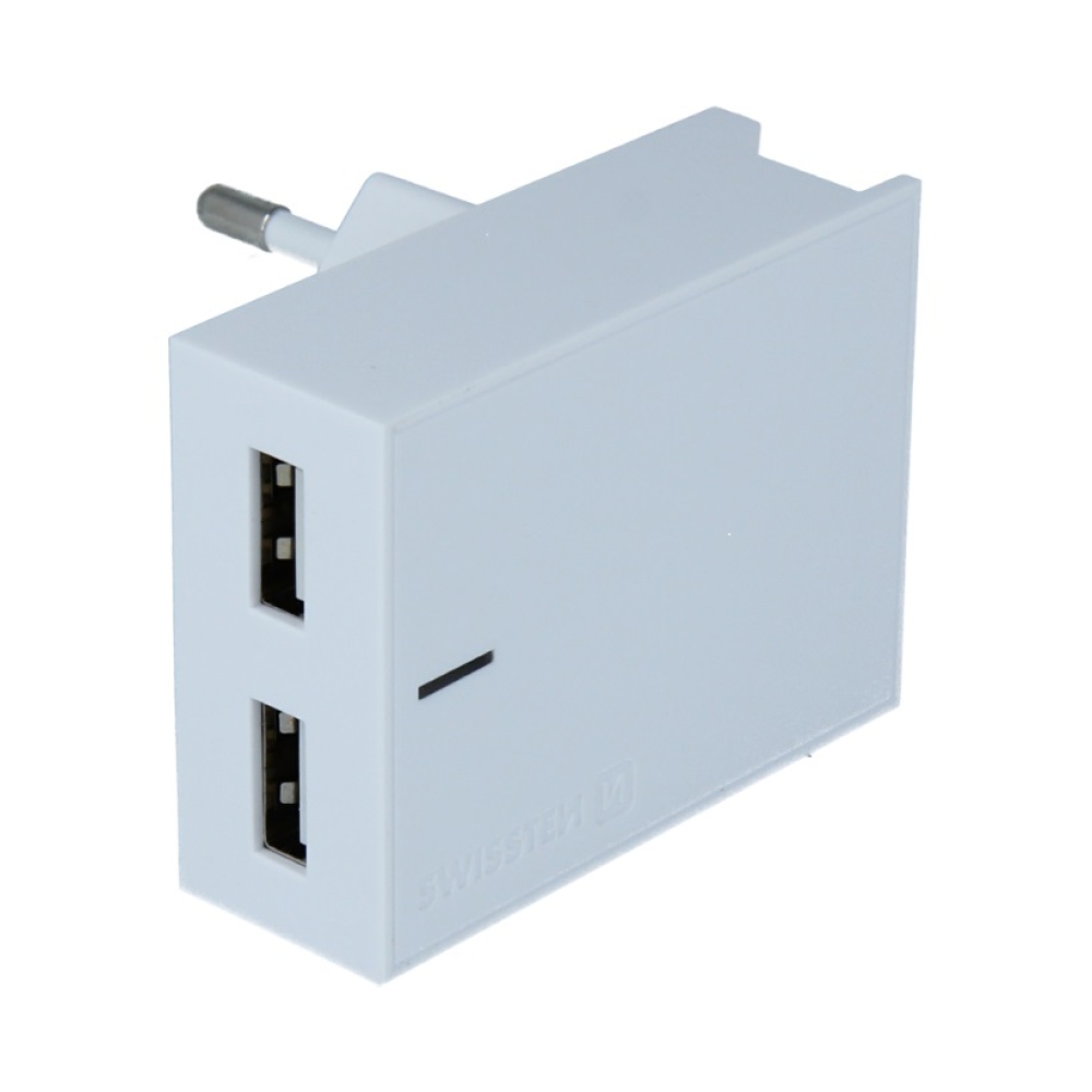 Swissten Smart IC töltő 2x USB 3A + USB/Lightning kábel 1.2m - fehér