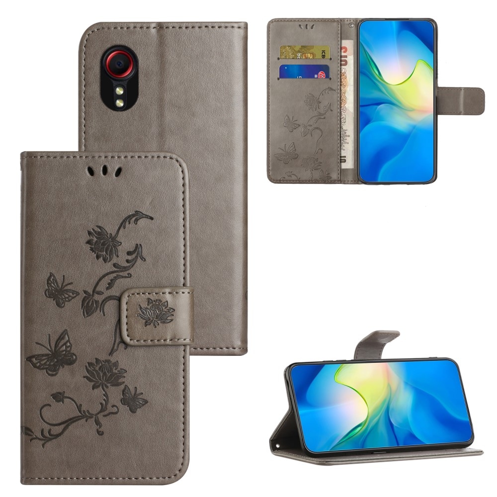 Virágos könyv tok Samsung Galaxy Xcover 7 készülékhez - szürke