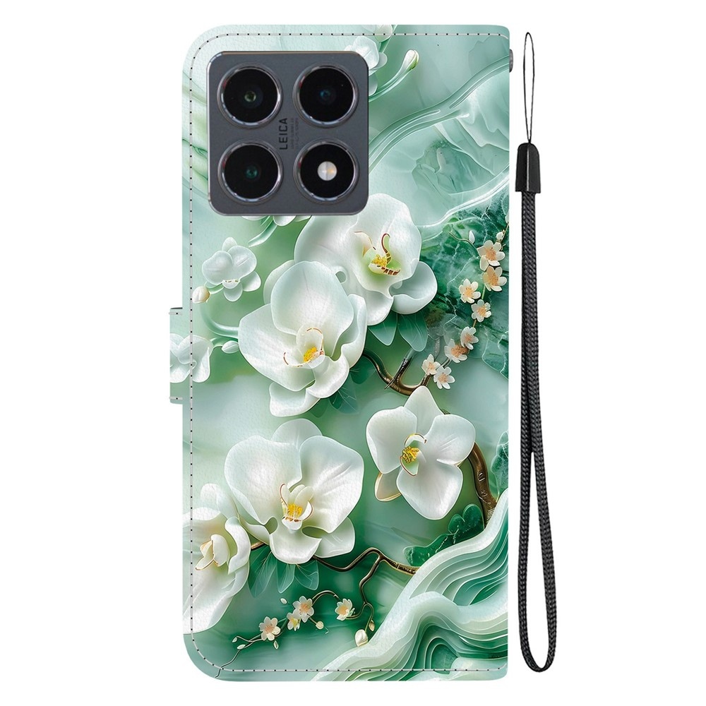 Sokoldalú könyv tok Xiaomi 15T-hez - fehér virágok