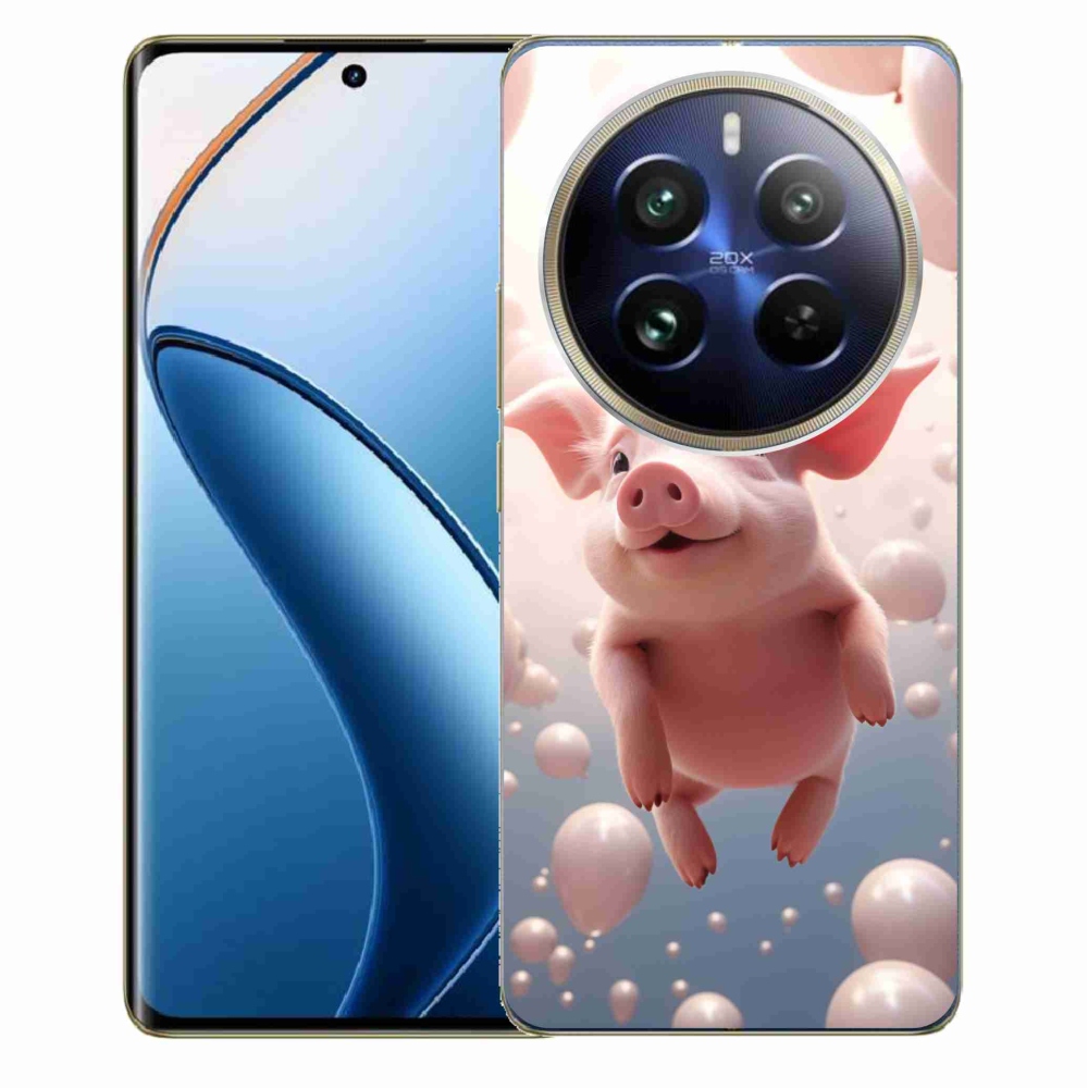 Gél borítás mmCase a Realme 12 Pro 5G/12 Pro+ 5G számára - malacka lufikkal
