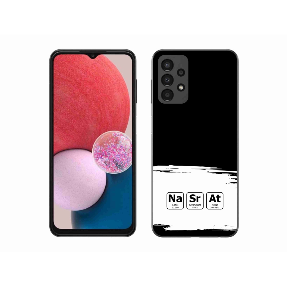 Gél borító mmCase Samsung Galaxy A13 4G - kémiai elemek fehér és fekete háttérrel