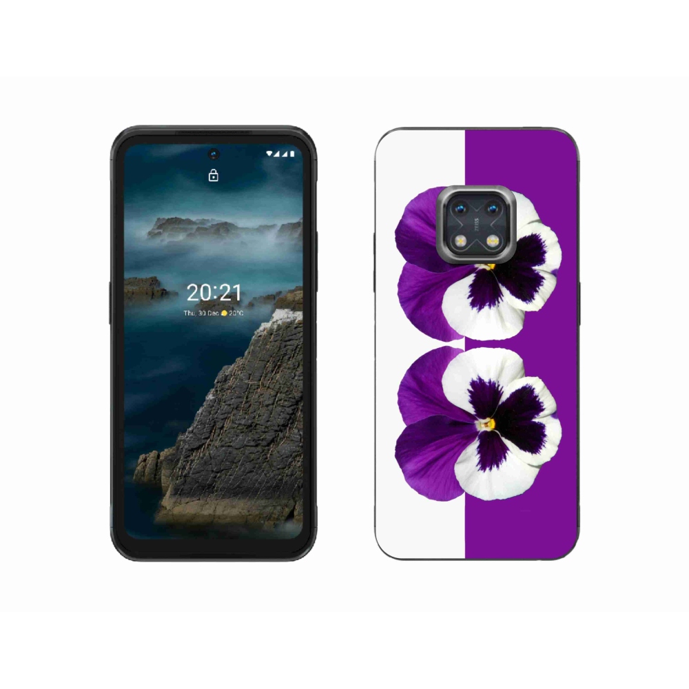 Zselés borítás mmCase a Nokia XR20 készülékhez - lila és fehér virág