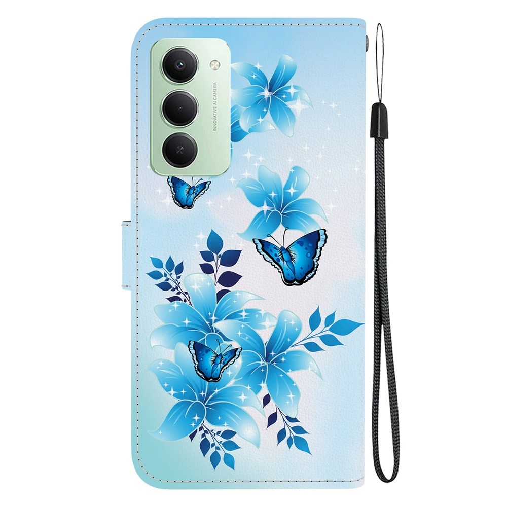 Sokoldalú könyvtáska Xiaomi Redmi 15 4G (171mm) - kék pillangókhoz