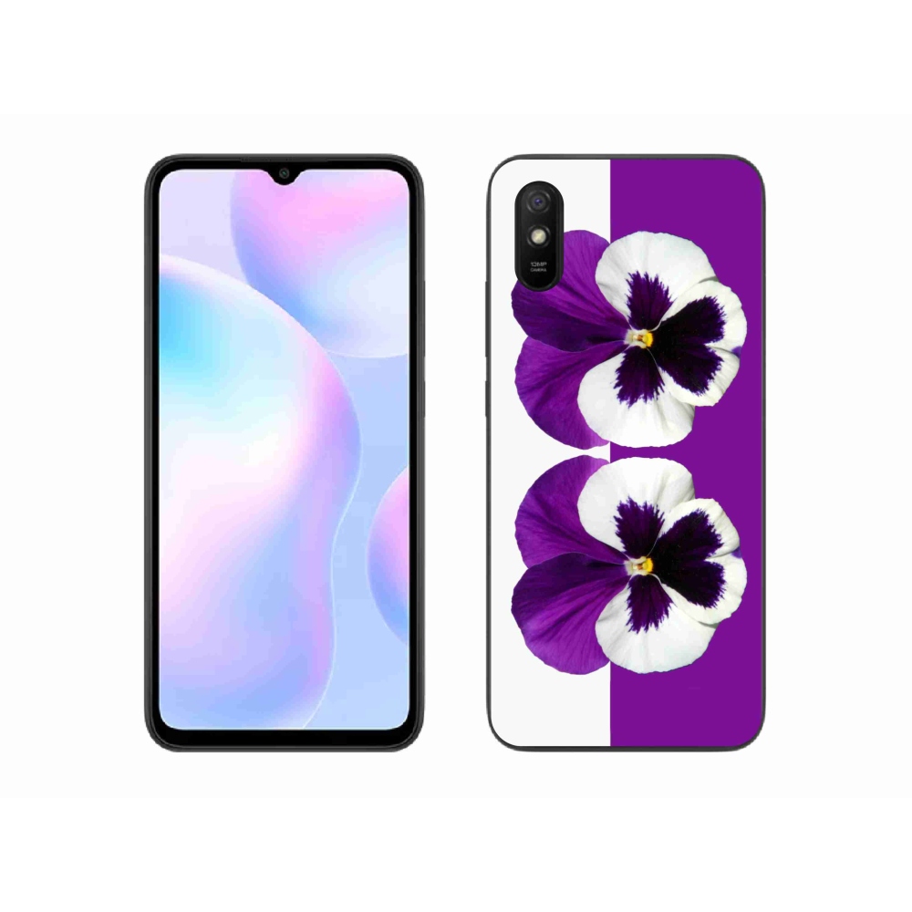Gél borítás mmCase a Xiaomi Redmi 9A számára - lila és fehér virág