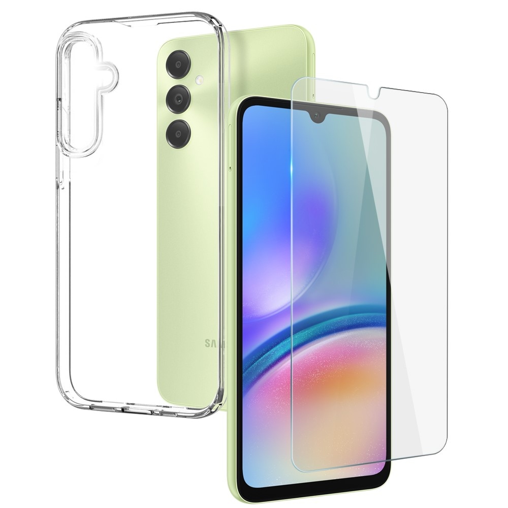 NORTHJO átlátszó zselés tok + edzett üveg Samsung Galaxy A05s - átlátszó