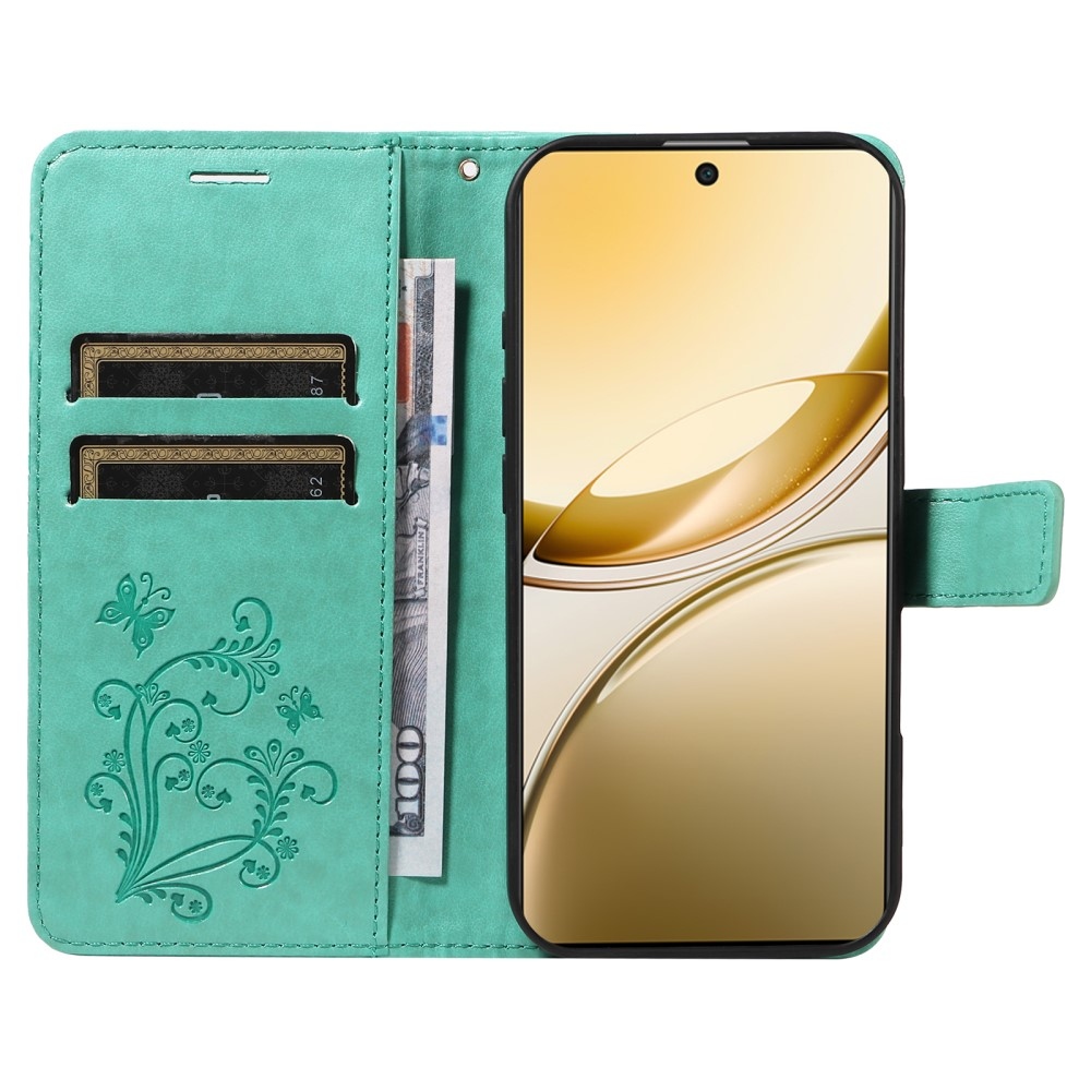 Nagy pillangó könyv tok a Vivo V50 5G-hez - teal színű