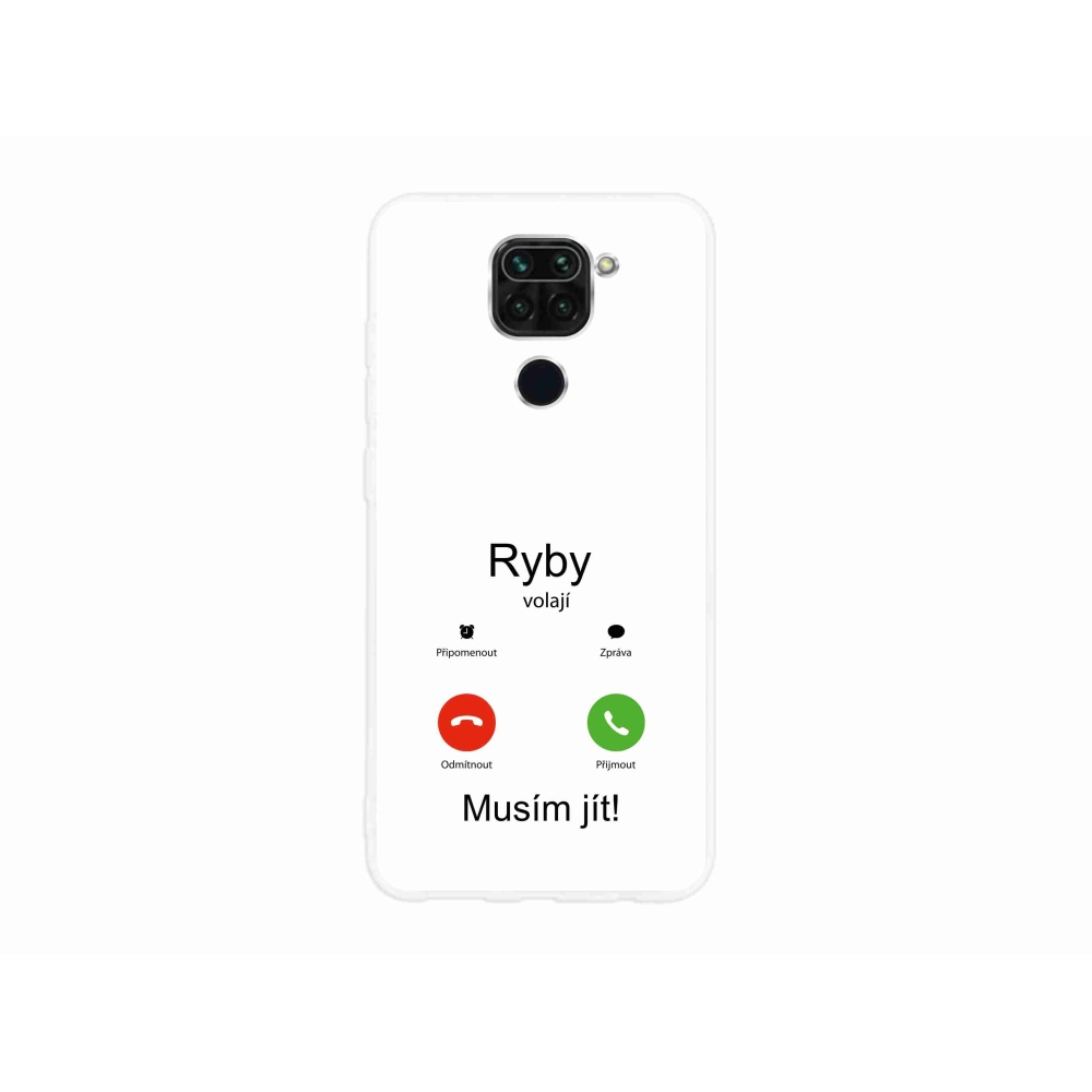 Gél borító mmCase a Xiaomi Redmi Note 9-hez - hal hívás fehér háttérrel