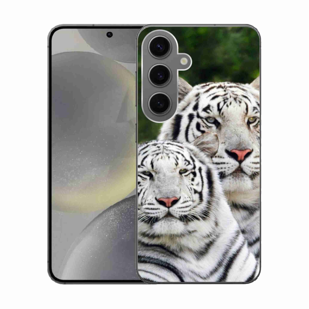 Gél tok mmCase Samsung Galaxy S24 készülékhez - fehér tigrisek