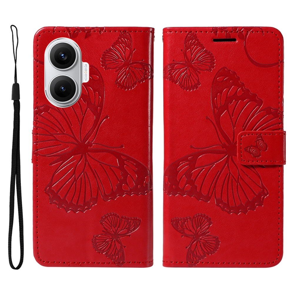 Nagy pillangó könyv tok a Xiaomi Poco F7 5G-hez - piros