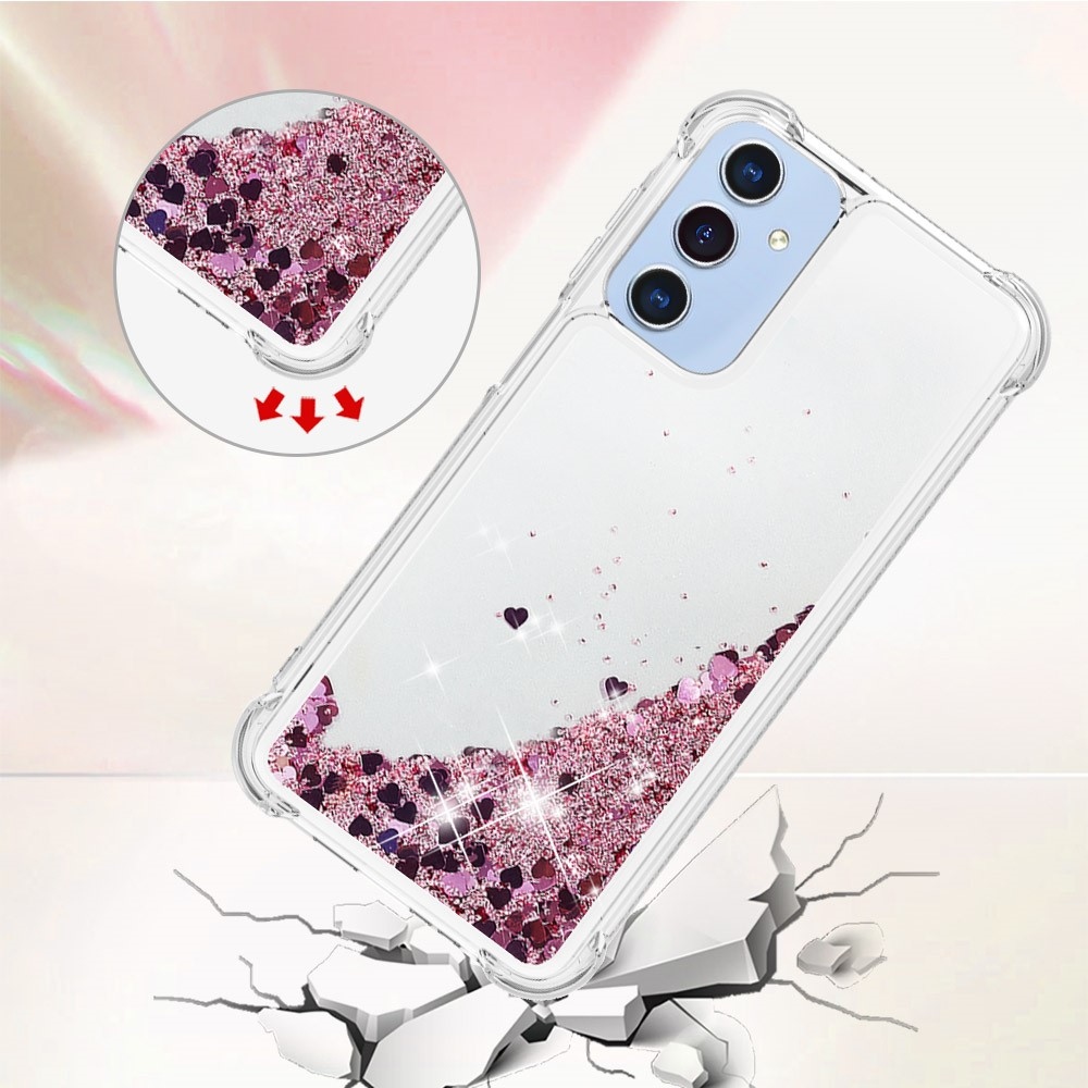 Glitter homokóra zselés tok Samsung Galaxy A26 5G - rózsaarany/szív