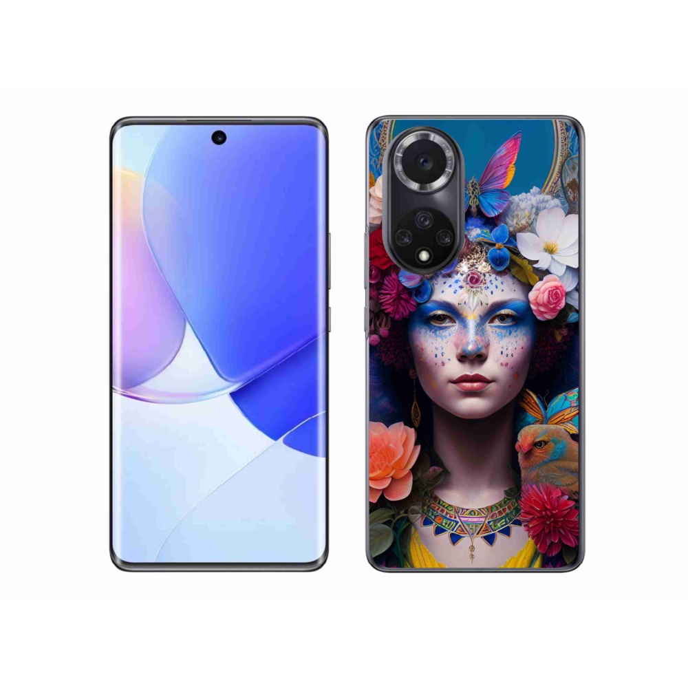 Gél borító mmCase a Huawei Nova 9-hez - nő virágokkal