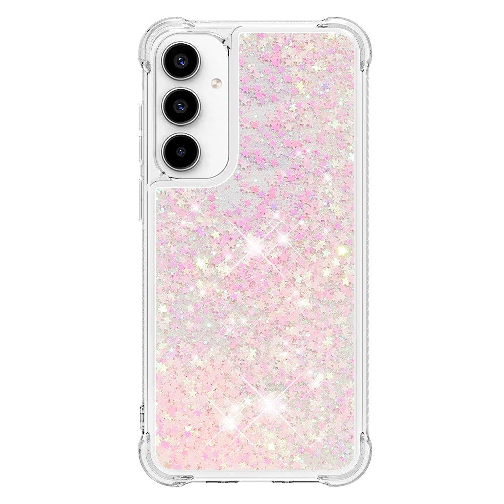 Glitter zselés homokóra tok Samsung Galaxy A55 5G - rózsaszín / csillagok