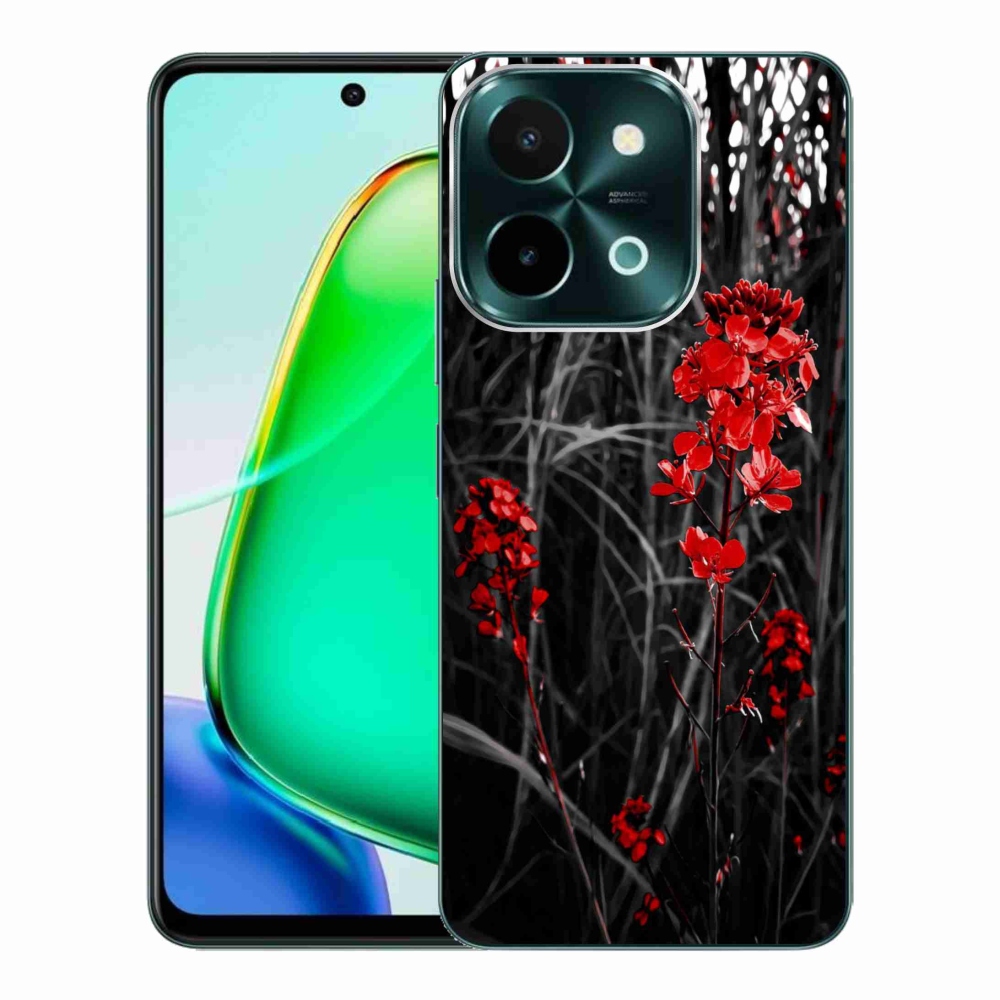 Gélfedél mmCase a Vivo Y28-on - piros növény