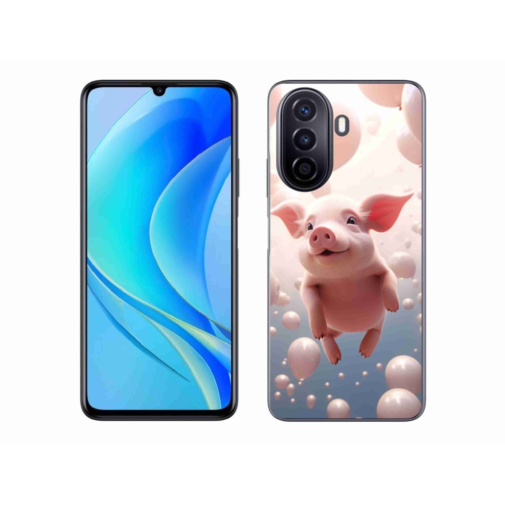 Gél borító mmCase a Huawei Nova Y70-hez - malac lufikkal
