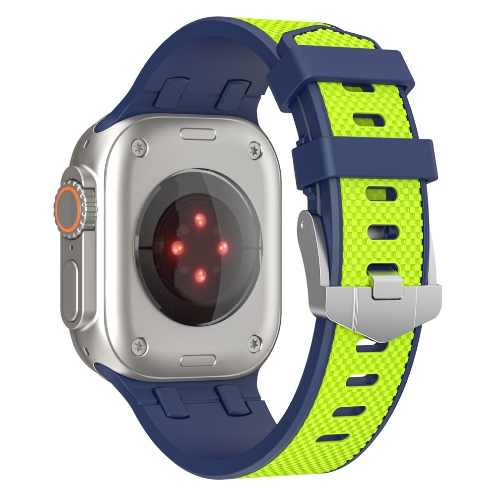 Sport szilikon szíj az Apple Watch Ultra/Ultra 2 49mm/SE/SE 2022/2023 44mm/9/8/7 45mm/6/5/4 44mm/3/2/1 42 mm-es órához - kék/világoszöld színű