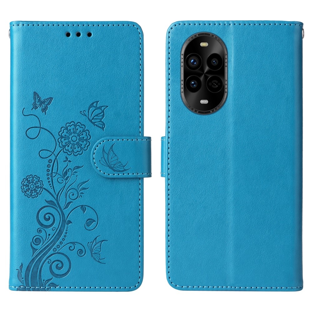 Virágos könyv tok a Huawei Nova 13 Pro 5G számára - kék