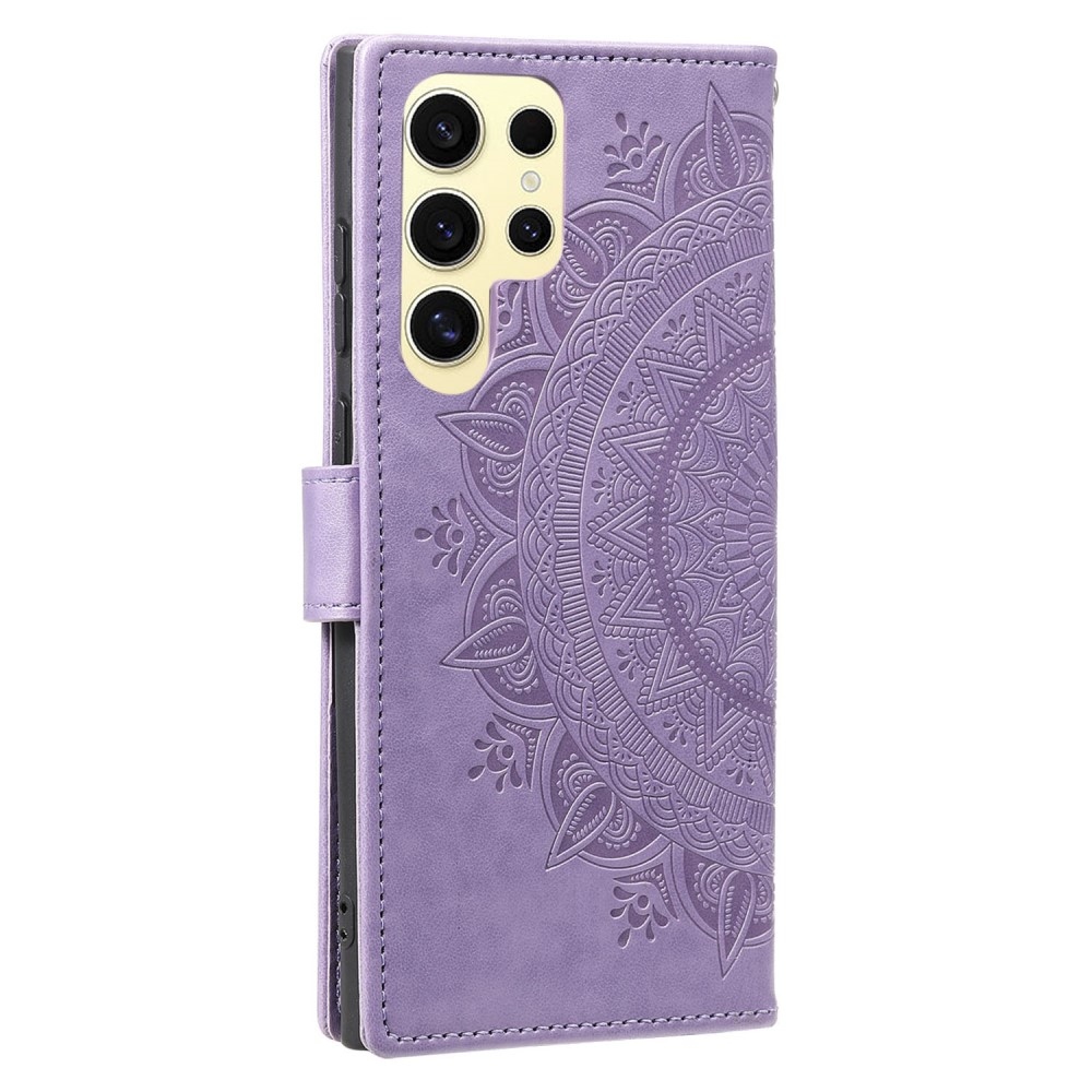 Mandala könyv tok Samsung Galaxy S25 Ultra készülékhez - lila