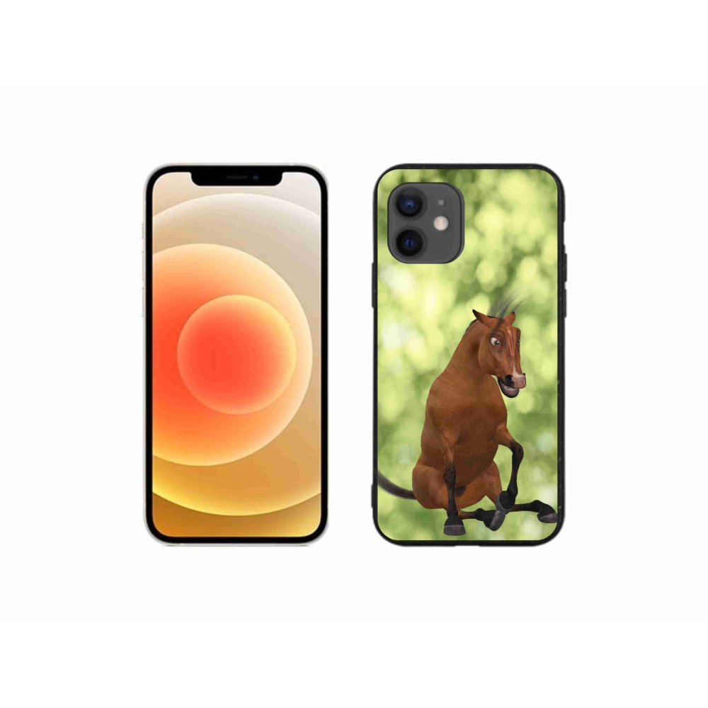 Zselés borítás mmCase iPhone 12 mini készülékhez - barna rajzfilm ló 1