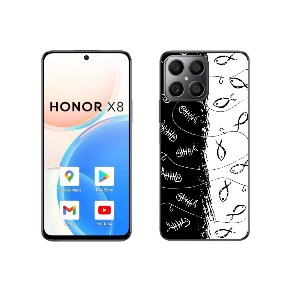 Zselés borítás mmCase a Honor X8 4G-hez - csontvázak és halak