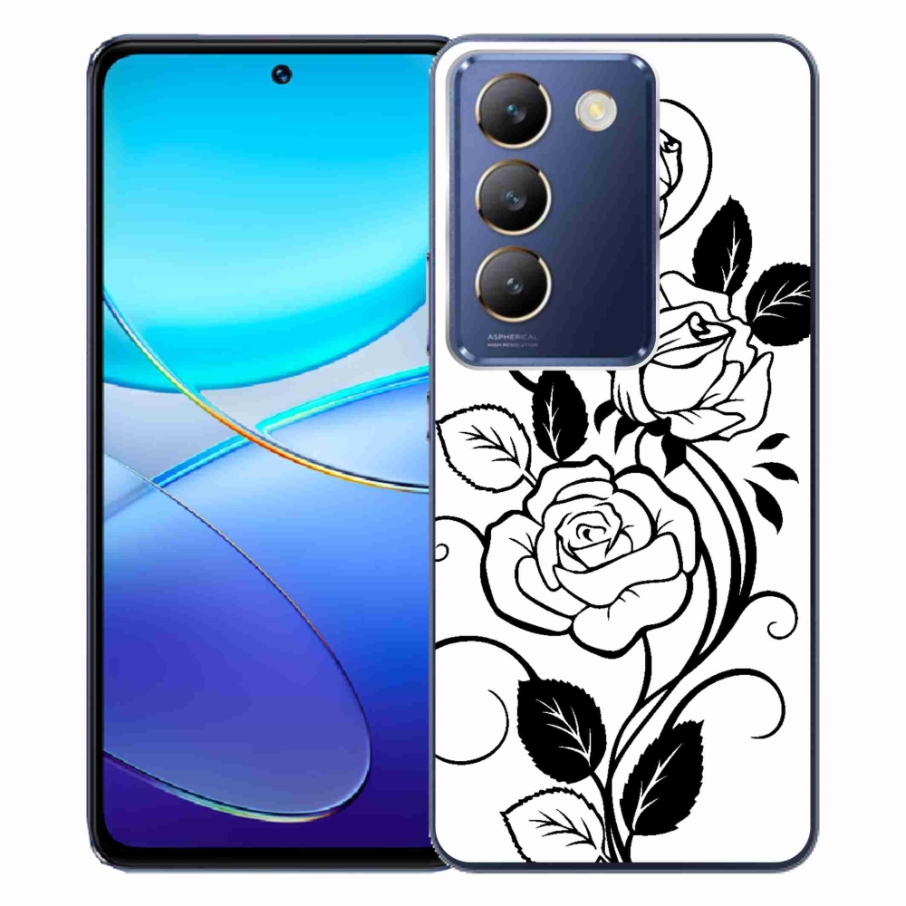 Gél borítás mmCase a Vivo V40 SE 4G/5G - fekete és fehér rózsa
