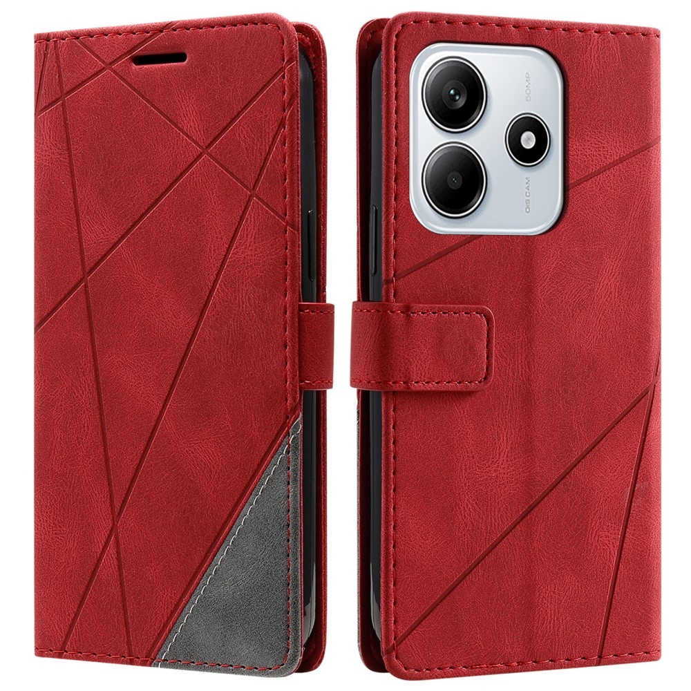Vonalak könyv tok Xiaomi Redmi Note 14 5G - piros