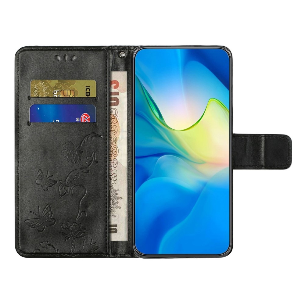 Virágos könyvtáska Samsung Galaxy A26 5G - fekete