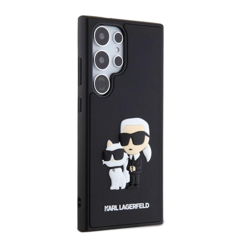 Karl Lagerfeld 3D gumiból készült Karl és Choupette hátlap Samsung Galaxy S24 Ultra fekete