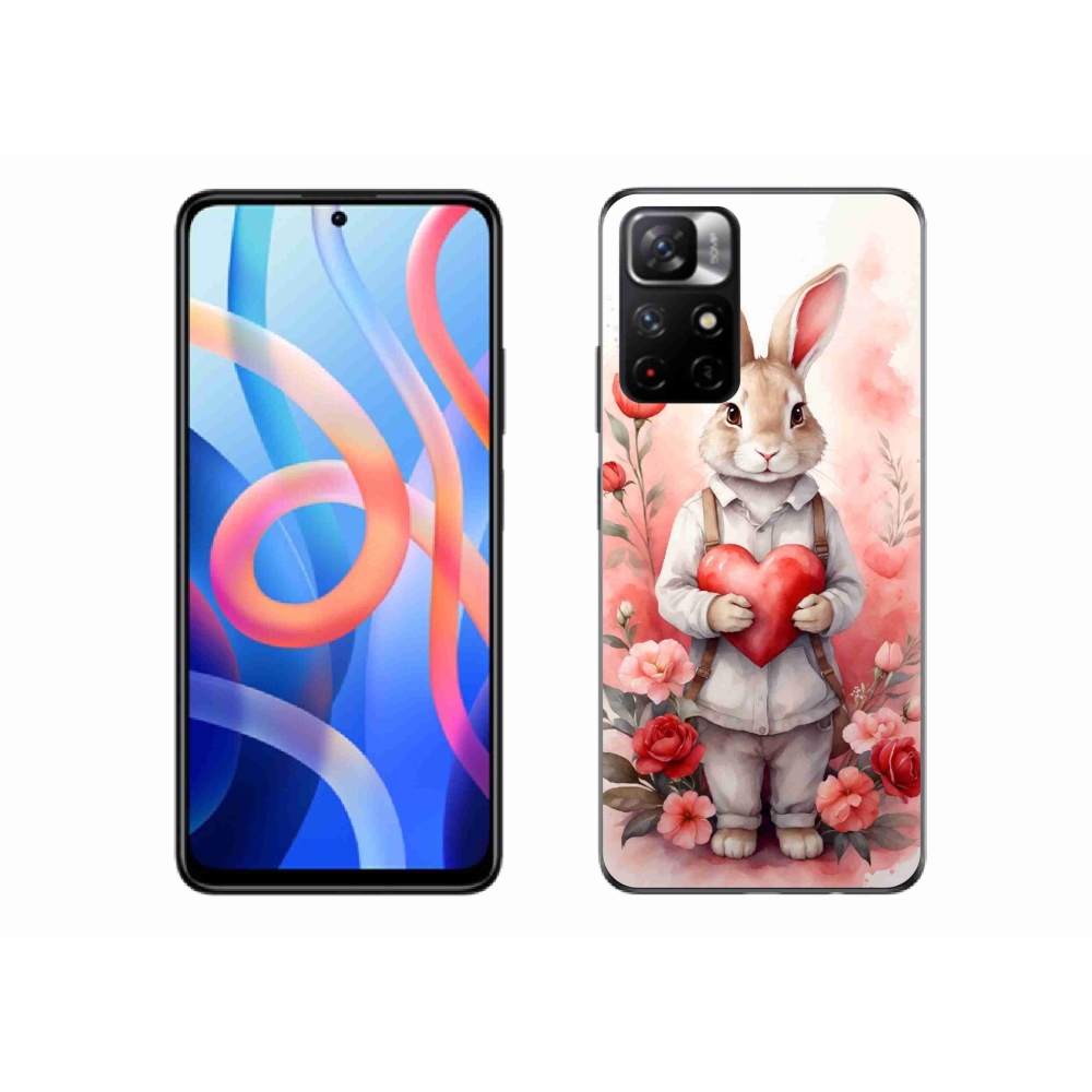 Gél borító mmCase a Xiaomi Redmi Note 11S 5G számára - nyúl szívvel
