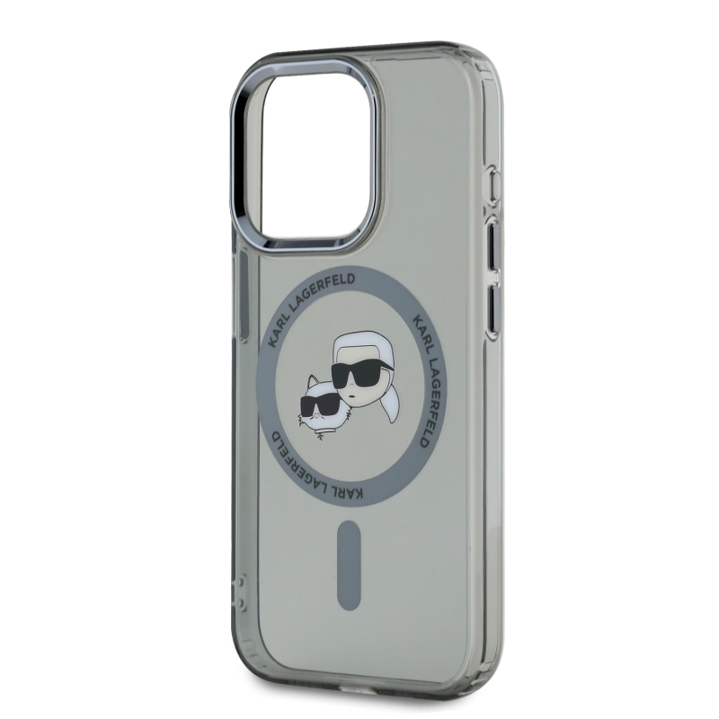 Karl Lagerfeld IML K&CH Heads fémkeret MagSafe hátlap iPhone 15 Pro Max-hoz Fekete