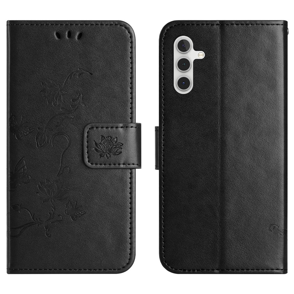 Virágos könyv tok Samsung Galaxy S25 FE készülékhez - fekete