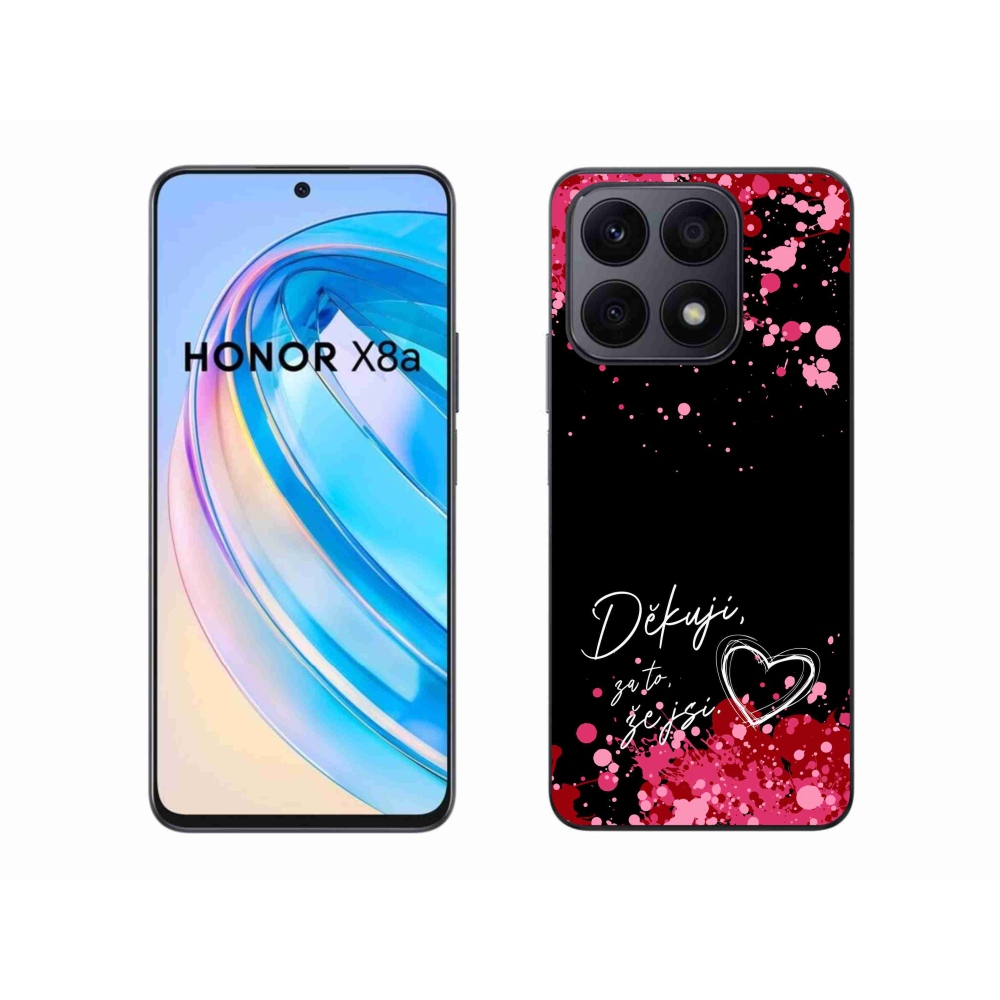 Gél borító mmCase a Honor X8a készülékhez - text in love 2 fekete háttérrel