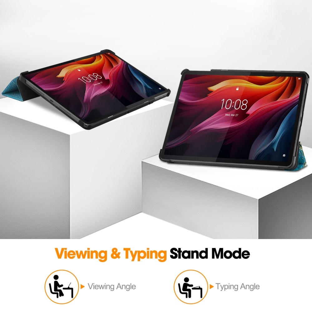 Patte intelligens záró tok Lenovo Tab K11 Plushoz - fehér virágok