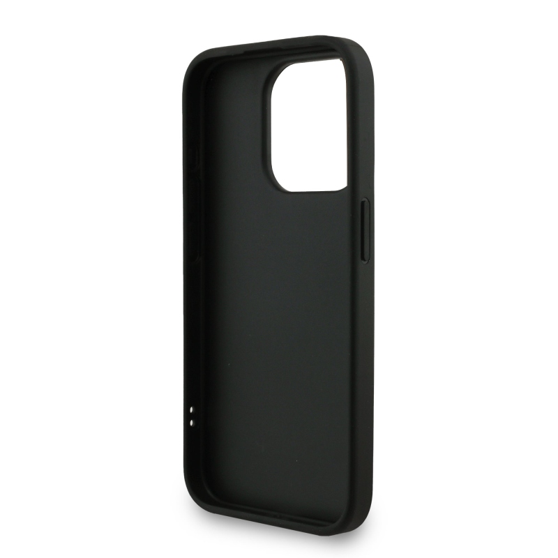 Guess PU 4G fém logós fém pánt hátlap iPhone 15 Pro Max-hoz Fekete