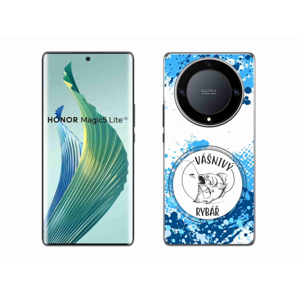 Gél borító mmCase a Honor Magic 5 Lite 5G számára - szenvedélyes halász fehér háttérrel