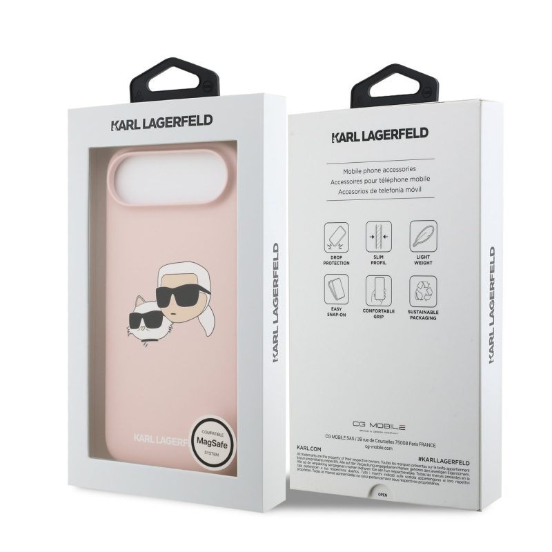 Karl Lagerfeld Folyékony szilikon dupla fejű MagSafe hátlap iPhone 17 Air rózsaszínű borítóhoz