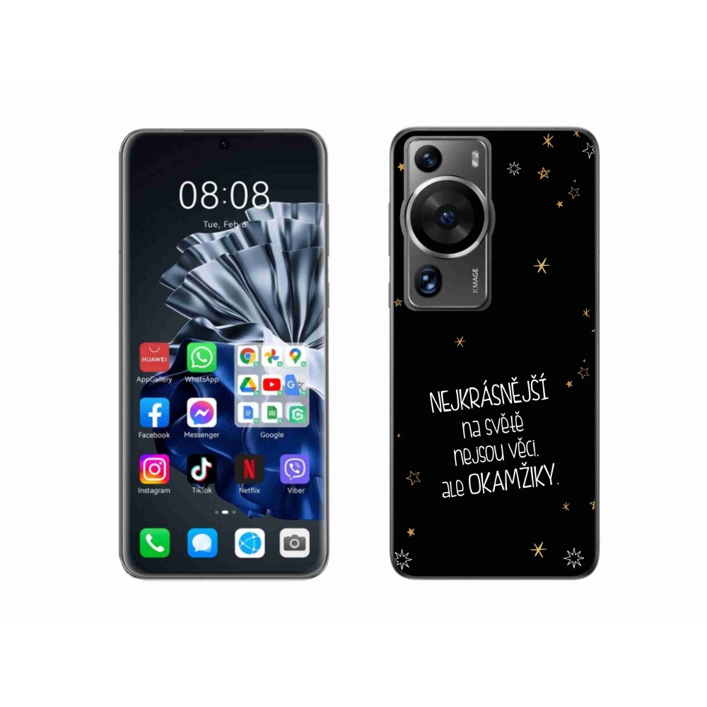 Gél borítás mmCase a Huawei P60 Pro - idézet 4 fekete háttérrel