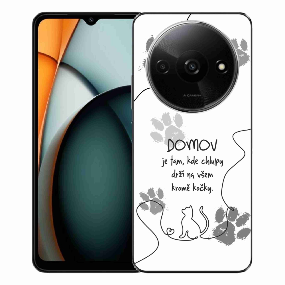 Gél borítás mmCase a Xiaomi Redmi A3-hoz - macska motívum fehér háttérrel