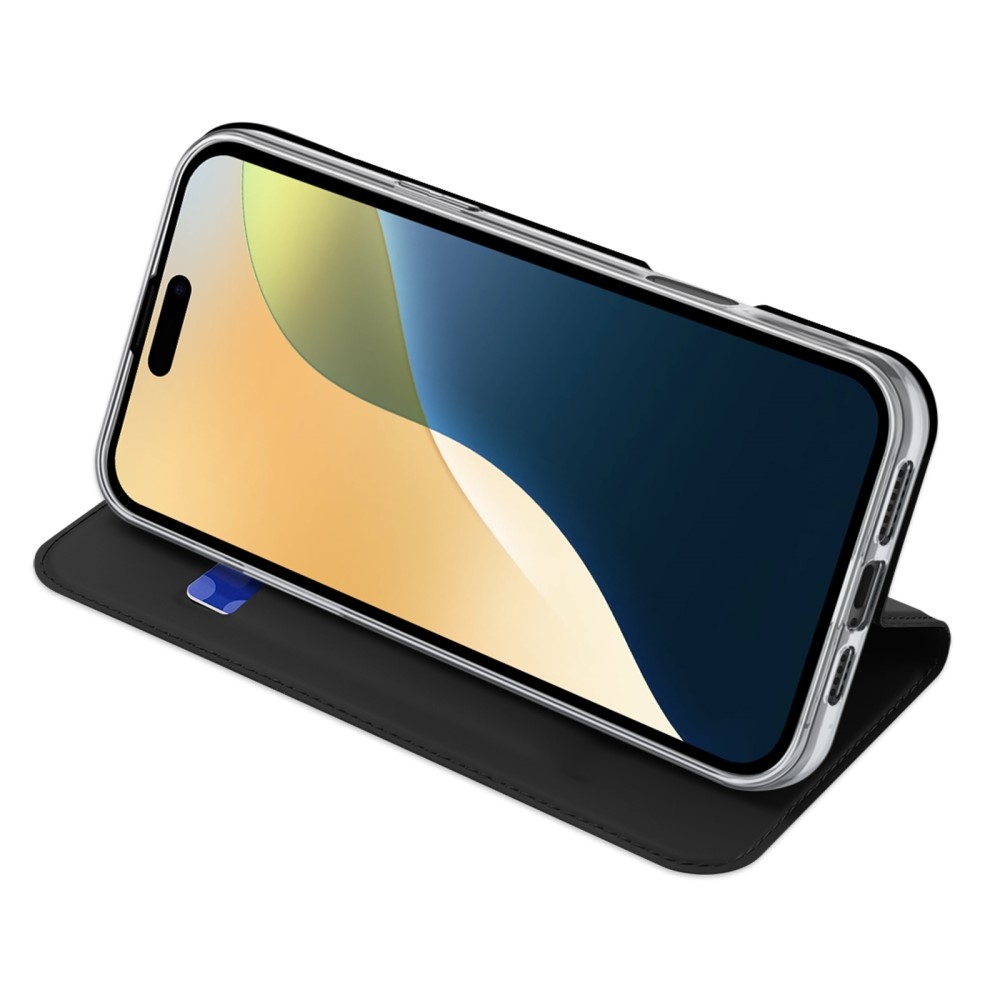 DUX könyvtáska iPhone 16 Plus készülékhez - fekete