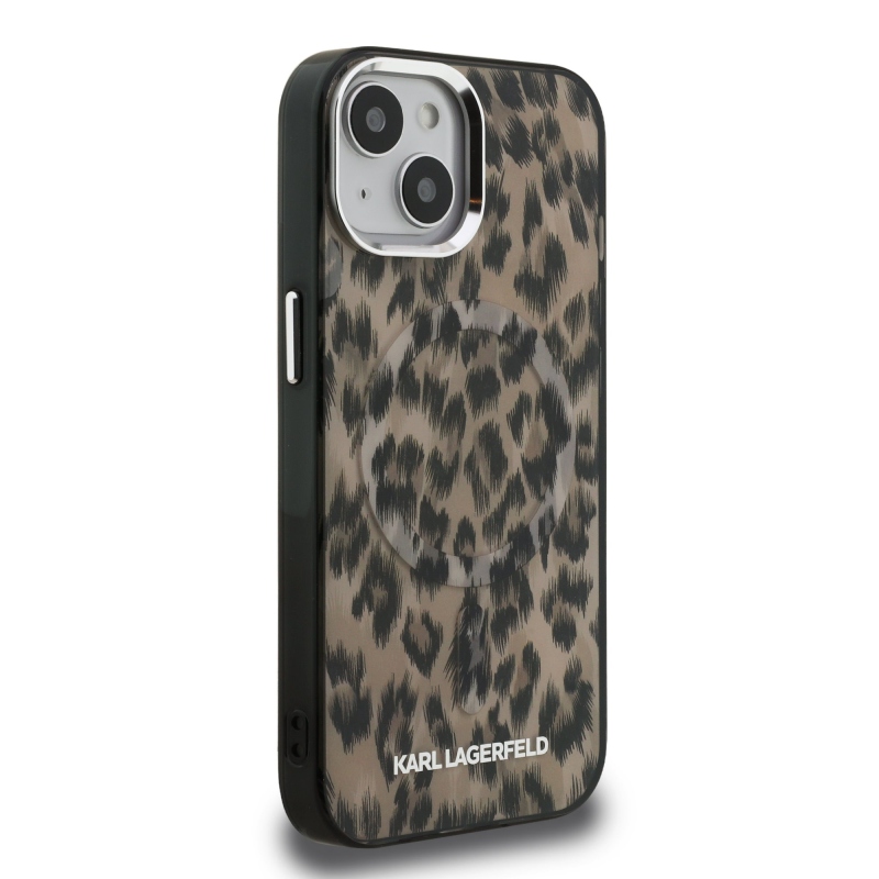 Karl Lagerfeld IML Leopard Leopard MagSafe hátlap iPhone 15-hez Barna
