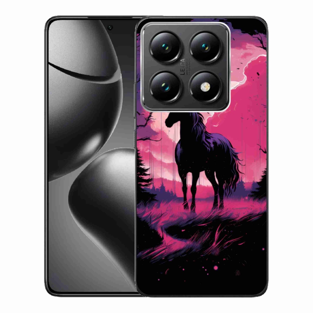 Gél borítás mmCase a Xiaomi 14T Pro számára - fekete rajzfilm ló 1
