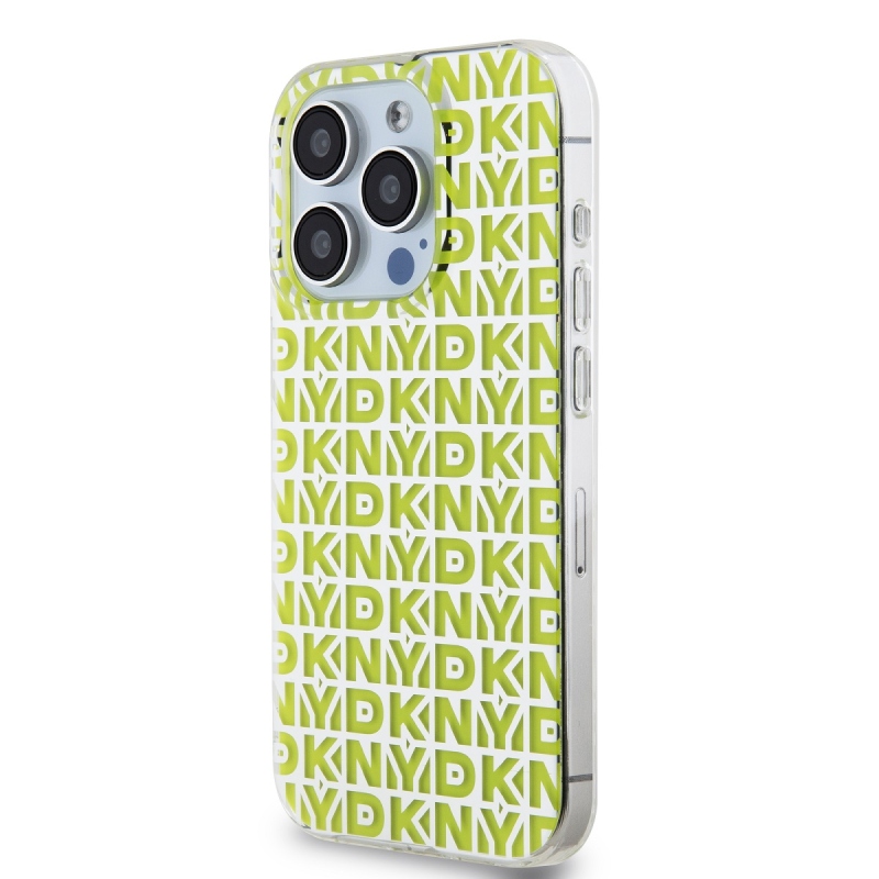 DKNY PC/TPU ismétlődő mintás hátsó borító iPhone 15 Pro készülékhez Sárga