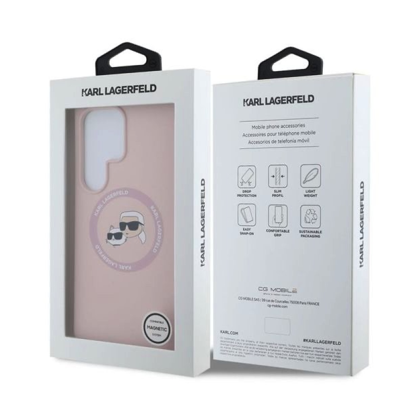 Karl Lagerfeld Liquid Silicone K&CH Heads MagSafe hátlap Samsung Galaxy S25 Ultra Pink borító Samsung Galaxy S25 Ultra Pink