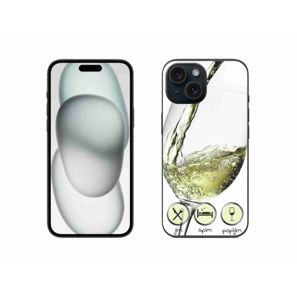 Gél tok mmCase iPhone 15 készülékhez - borospohár fehér