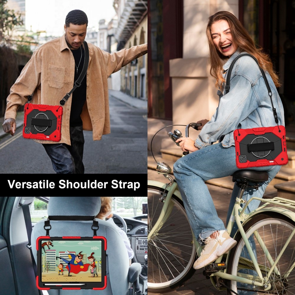 Strapabíró huzat kéztartóval és vállpánttal Xiaomi Pad 7/7 Pro-hoz - piros/fekete